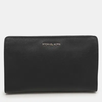 Pre-owned Michael Kors Black Leather Large Jet Set Travel Crossbody Bag