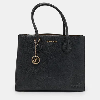 Pre-owned Michael Kors Black Leather Large Mercer Tote
