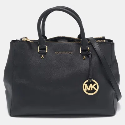 Pre-owned Michael Kors Black Leather Large Sutton Tote