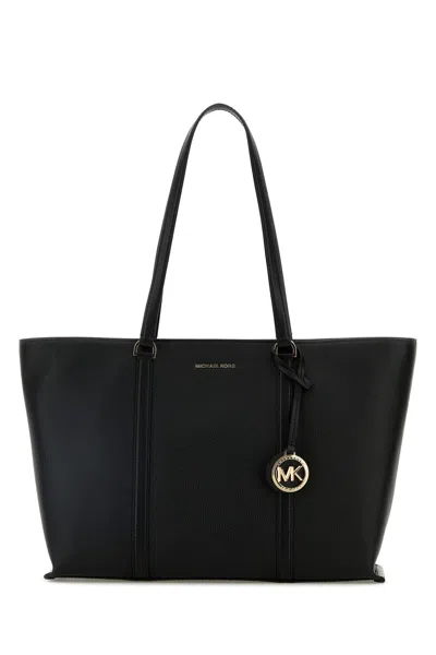 MICHAEL KORS BLACK LEATHER LARGE TEMPLE SHOPPING BAG