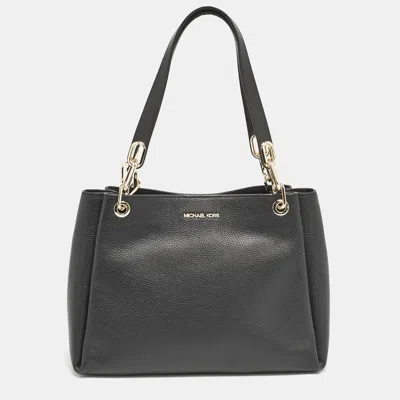 Pre-owned Michael Kors Black Leather Large Trisha Tote