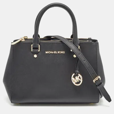 Pre-owned Michael Kors Black Leather Medium Sutton Tote