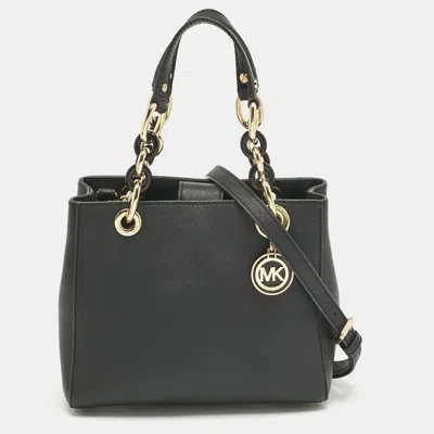 Pre-owned Michael Kors Black Leather Mini Cynthia Tote
