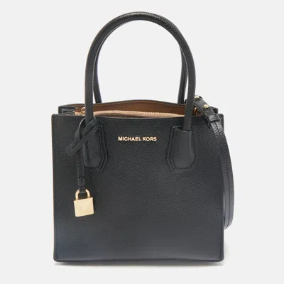 Pre-owned Michael Kors Black Leather Mini Mercer Tote