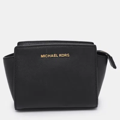 Pre-owned Michael Kors Black Leather Mini Selma Crossbody Bag