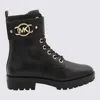 MICHAEL KORS MICHAEL KORS BLACK LEATHER RORY LACE UP BOOTS