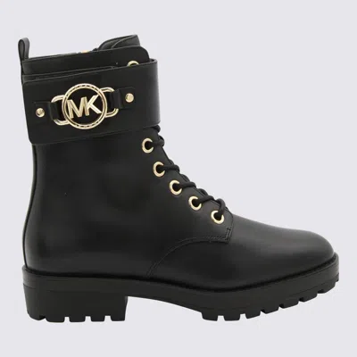 Michael Kors Black Leather Rory Lace Up Boots