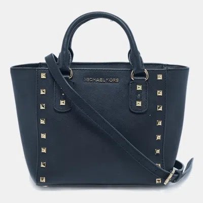 Pre-owned Michael Kors Black Leather Sandrine Studded Tote