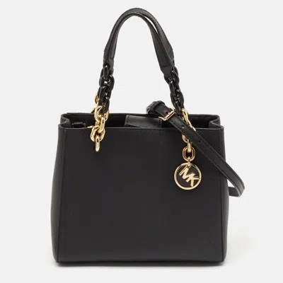 Pre-owned Michael Kors Black Leather Small Cynthia Tote