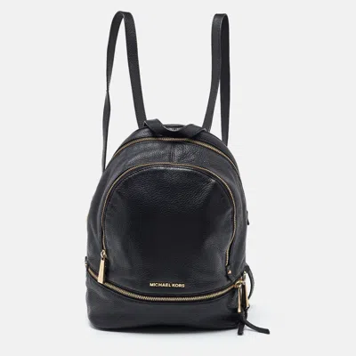 Pre-owned Michael Kors Black Leather Small Rhea Backpack