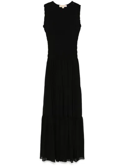 Michael Kors Abito Lungo Nero Con Gonna A Balze In Black