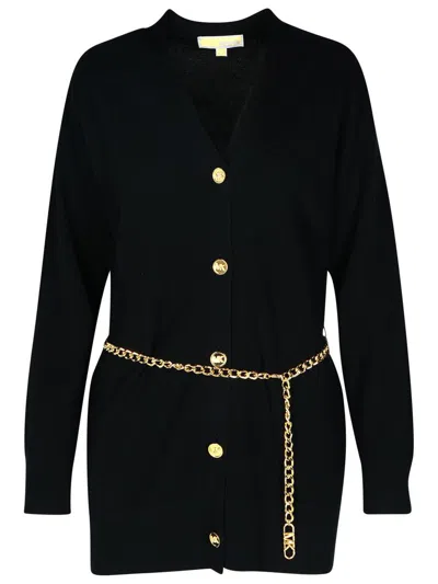 Michael Kors Chain Belt Cardigan In Black