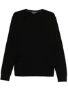 Michael Kors Wool Crew Neck Sweater With Ribbed Trim In Black