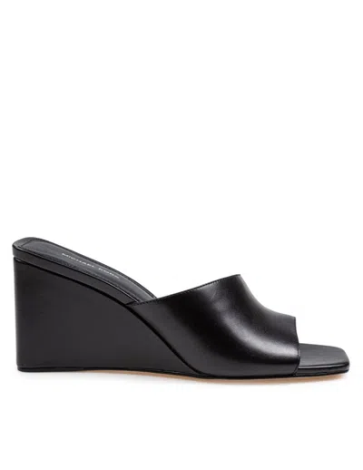 MICHAEL KORS MICHAEL KORS BLACK MERRIAM WEDGE LEATHER CLOGS
