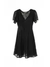 Michael Kors Lace Flared Hem Mini Dress In Black