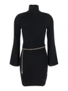 Michael Kors Black Mini Dress With Chain Belt And Logo Plaque On The Rear In Viscose Blend Stretch Woman In Black