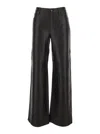 Michael Kors Black Pants With Belt Loops In Leather Woman In Black