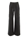Michael Kors Black Pants With Belt Loops In Leather Woman In Black