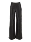 Michael Kors Black Pants With Belt Loops In Leather Woman In Black