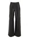 Michael Kors Black Pants With Belt Loops In Leather Woman In Black