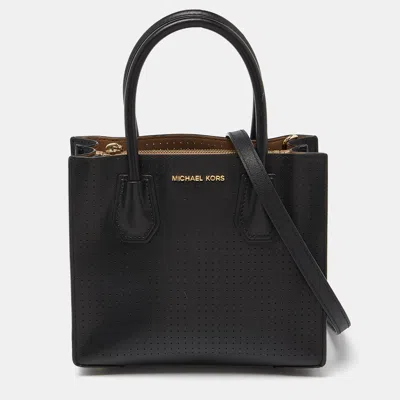 Pre-owned Michael Kors Black Perforated Leather Mercer Tote