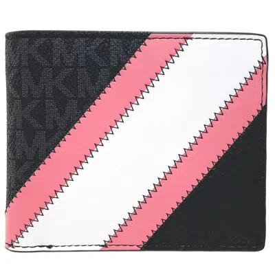 Pre-owned Michael Kors Black Pink White Pvc Leather Wallet (bi-fold) ()