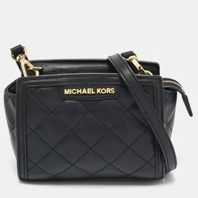Pre-owned Michael Kors Black Quilted Leather Mini Selma Crossbody Bag