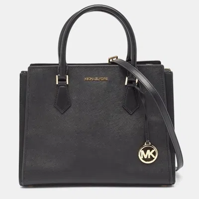 Pre-owned Michael Kors Black Saffiano Leather Large Hope Tote