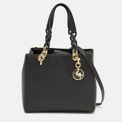 Pre-owned Michael Kors Black Saffiano Leather Mini Cynthia Tote