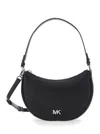 Michael Kors Black Shoulder Bag With Metallic Logo Imprinted On The Front And Removable Shoulder Strap In Leather In Black