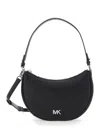 Michael Kors Black Shoulder Bag With Metallic Logo Imprinted On The Front And Removable Shoulder Strap In Leather