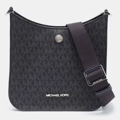 Pre-owned Michael Kors Black Signature Coated Canvas Briley Messenger Bag