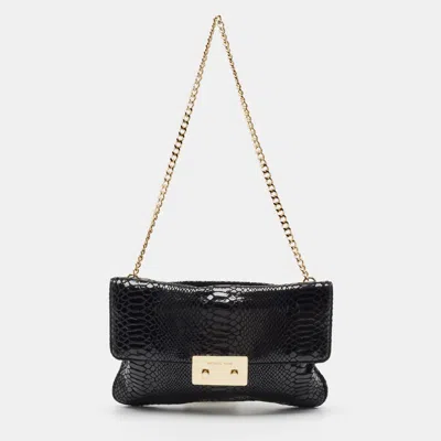 Pre-owned Michael Kors Black Snakeskin Embossed Leather Sloan Slim Shoulder Bag