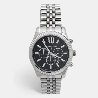 Pre-owned Michael Kors Black Stainless Steel Lexington Mk8602 Men's Wristwatch 44 Mm
