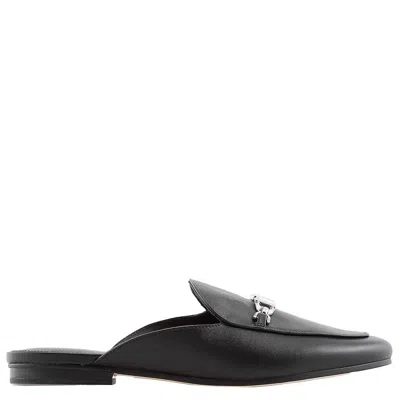 MICHAEL KORS BLACK TIFFANIE LEATHER FLAT MULES