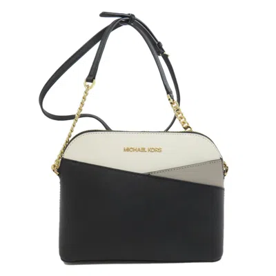 Pre-owned Michael Kors Black White Leather Shoulder Bag ()