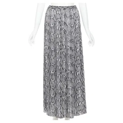 Pre-owned Michael Kors Black White Scaled Leather Print Pleated Midi Summer Skirt Xs