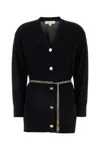 Michael Kors Wool V-neck Cardigan Chain Belt