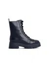 Michael Kors Blake Bootie Combat Boots In Black Leather In Black