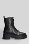Michael Kors Blake Bootie Combat Boots In Black Leather In Black