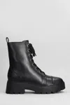 Michael Kors Lace-up Calfskin Ankle Boots With Lug Sole In Black