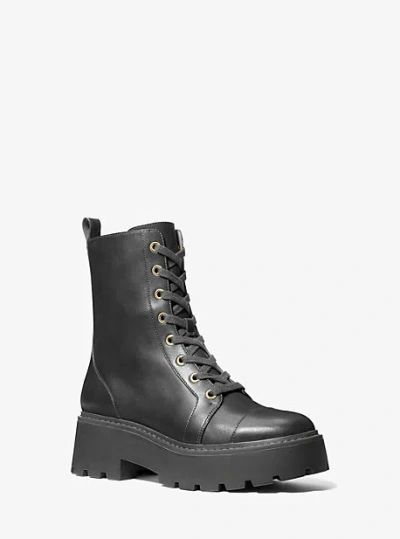 Michael Kors Blake Leather Combat Boot In Black