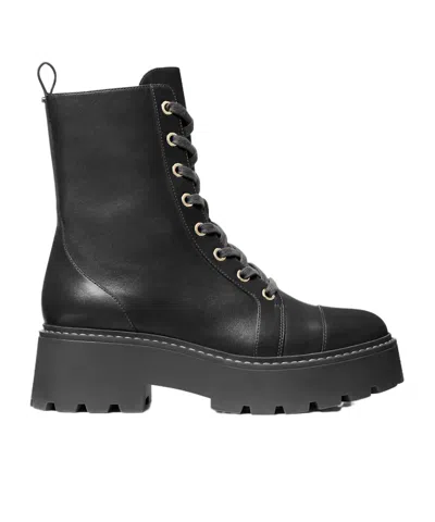 Michael Kors Blake Leather Combat Boots In Black