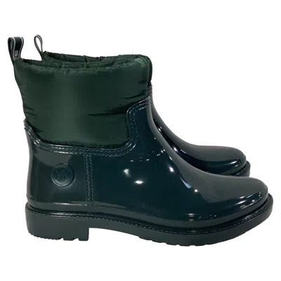 Michael Kors Blakely Logo Tape Rain Boots In Racing Green Pvc And Nylon