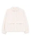 Michael Kors Plush Cropped White Jacket With Stand Collar In White