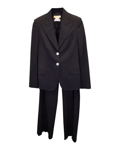 Michael Kors Blazer And Pants Suit Set In Black Cotton Wool