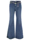 Michael Kors Flare Chain Belt Jeans In Blue