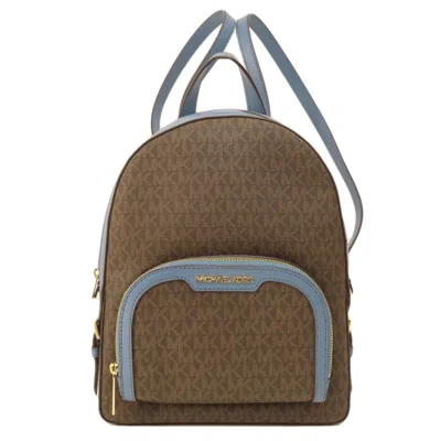 Pre-owned Michael Kors Blue Leather Coated Canvas Backpack () In Multi