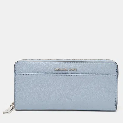 Pre-owned Michael Kors Blue Leather Money Pieces Zip Around Wallet