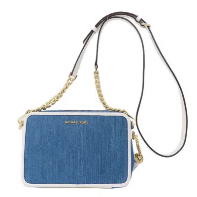 Pre-owned Michael Kors Blue White Denim Shoulder Bag ()